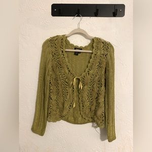Lime green front tie cardigan